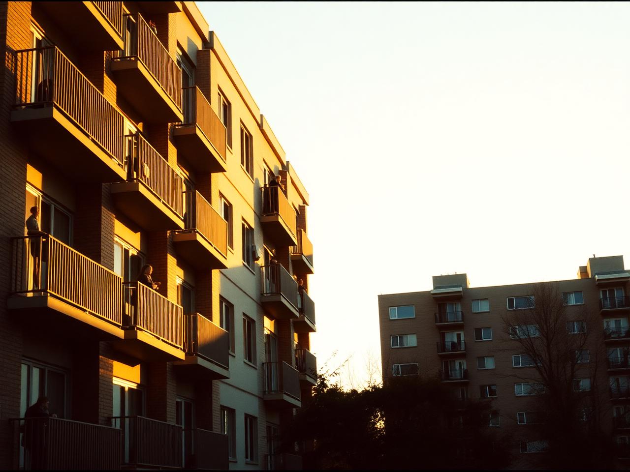 Apartment building at dusk