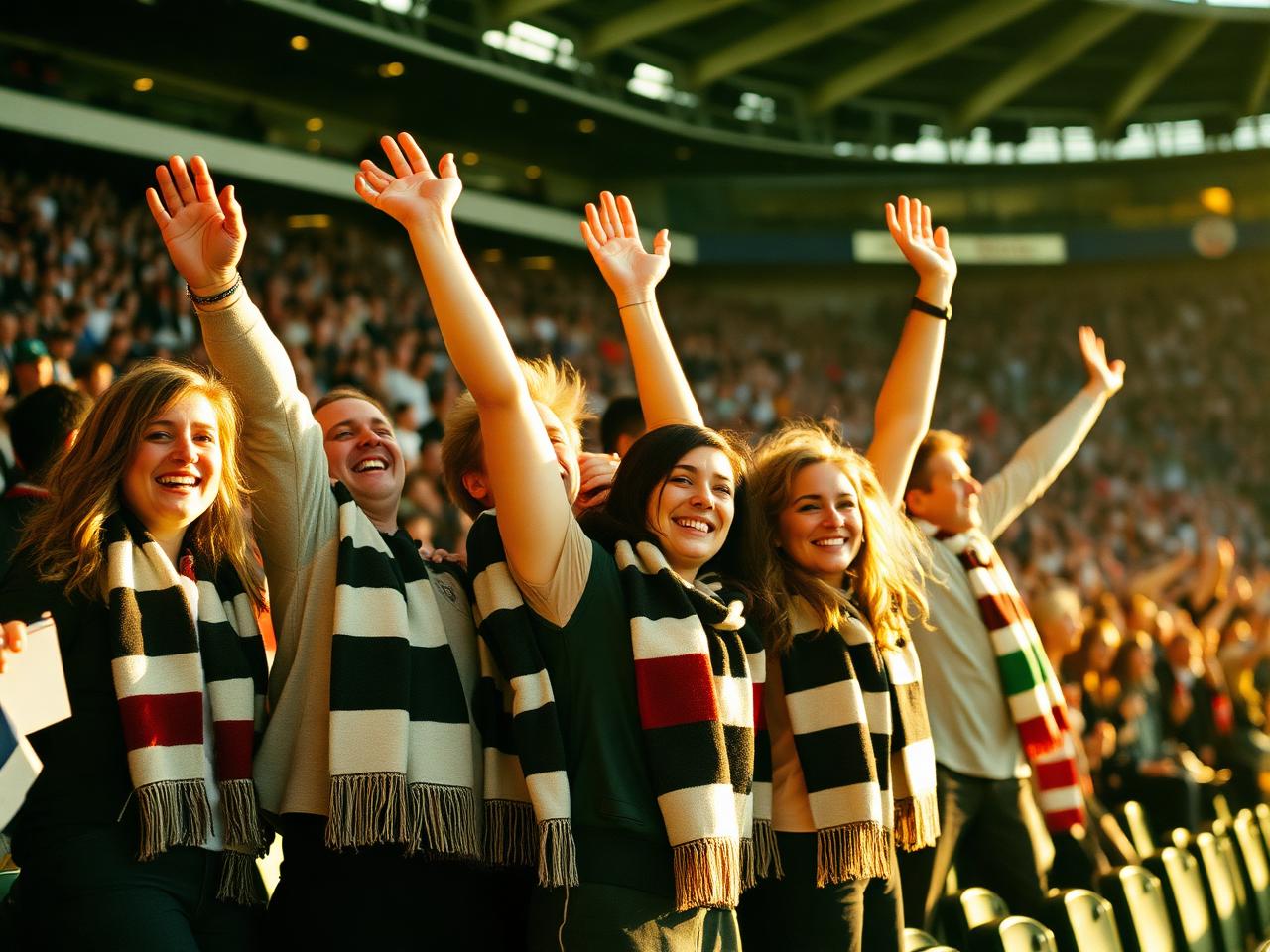 Fans celebrating together at a major sporting event
