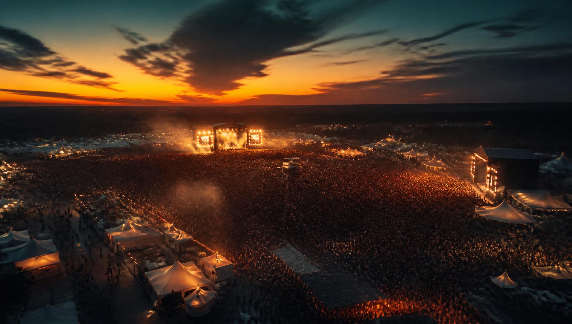 Friends together at a festival